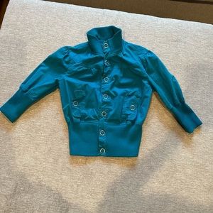 Cute & Very Stylish Miley Cyrus Teal Blue Jacket In Size M!